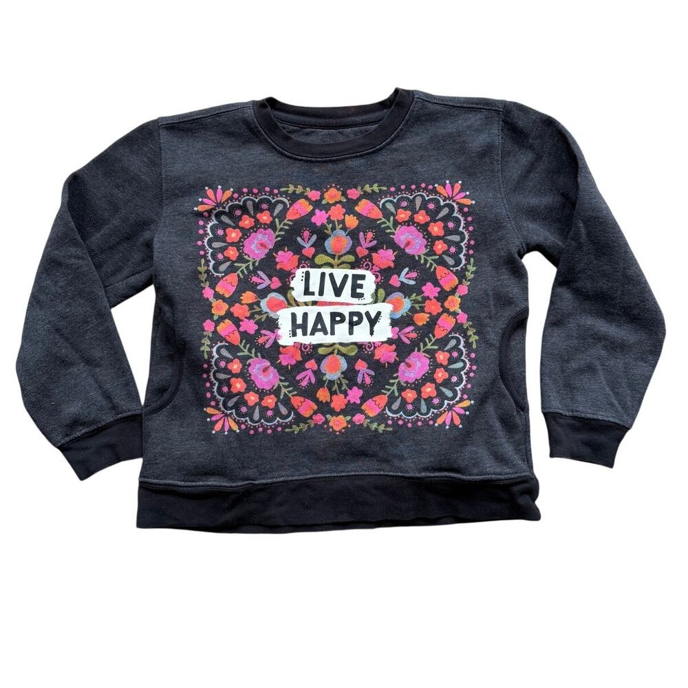 Natural Life Girls 10/12 Live Happy Crew Neck Sweatshirt Sweater